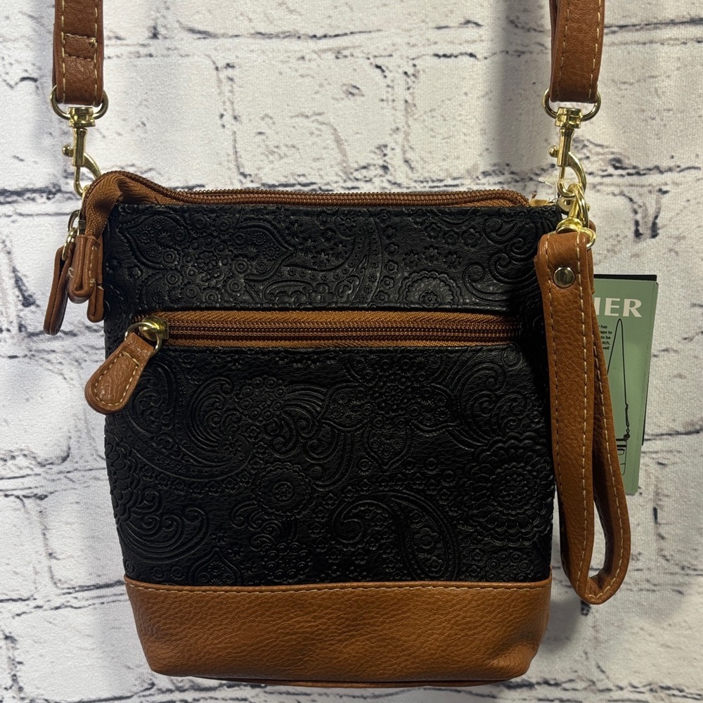 Stone & Co. Black and Tan Embossed Crossbody Bag - Picture 6 of 11